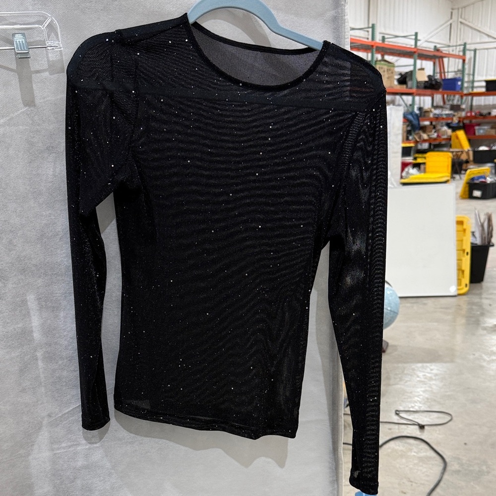 Black Sheer Long Sleeve Top